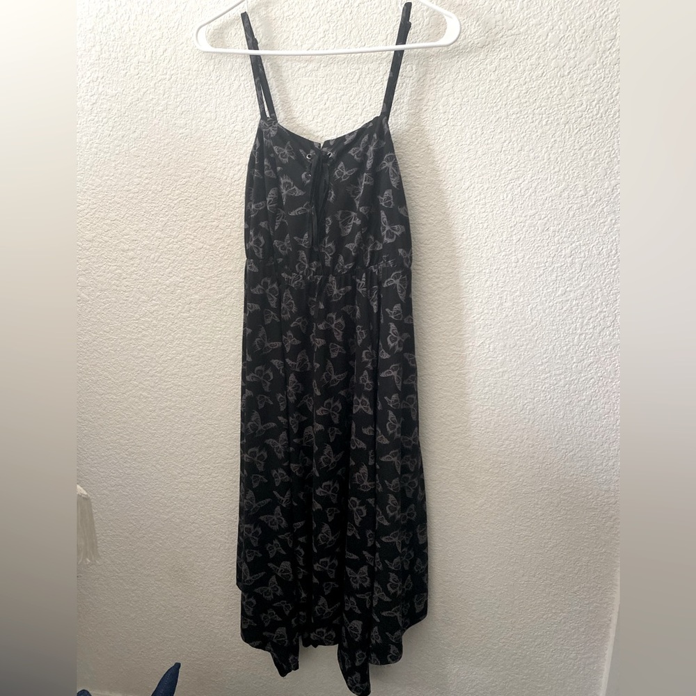 Cosmic Aura Black & Grey Butterfly Hanky Hem Dress Hot Topic